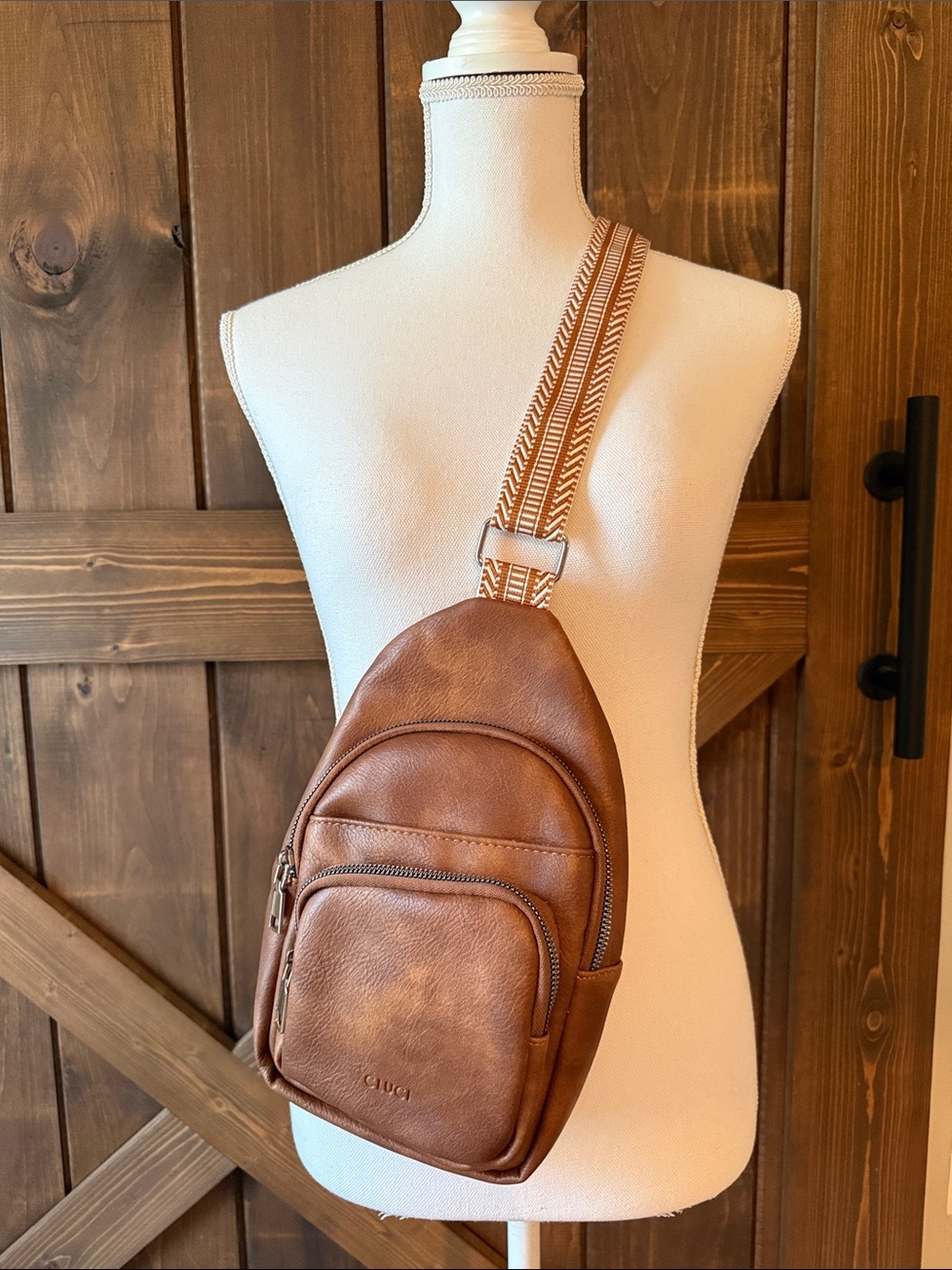 Brown Leather Crossbody Sling Bag for Men